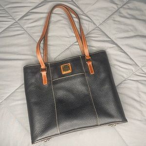 Dooney & Bourke Black & Brown Leather Double Strap Shoulder Bag
